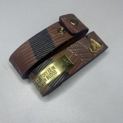 RARE Ubisoft Assassin's Creed Leather Wristband with Metal Raised Abstergo Logo