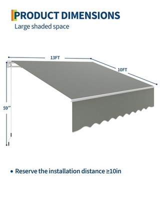 13'×10 /10x8' ft Patio Awning Retractable Outdoor Sun Shade Shelter Waterproof
