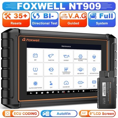 FOXWELL NT909 Full Systems Bluetooth OBD2 Scanner Car Diagnostic Tool ECU CODING