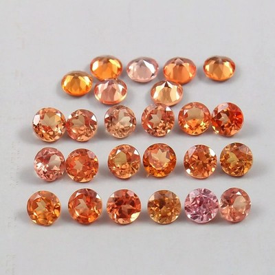 AAA+ Lot 6 MM 10 Pcs Natural Padparadscha Sapphire Round Cut Certified Gemstone