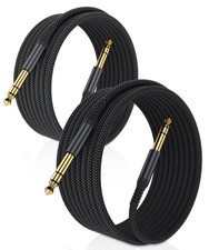 6.6ft 2-Pack TRS Instrument Cable - 6.35mm Male Jack Stereo Audio Cord