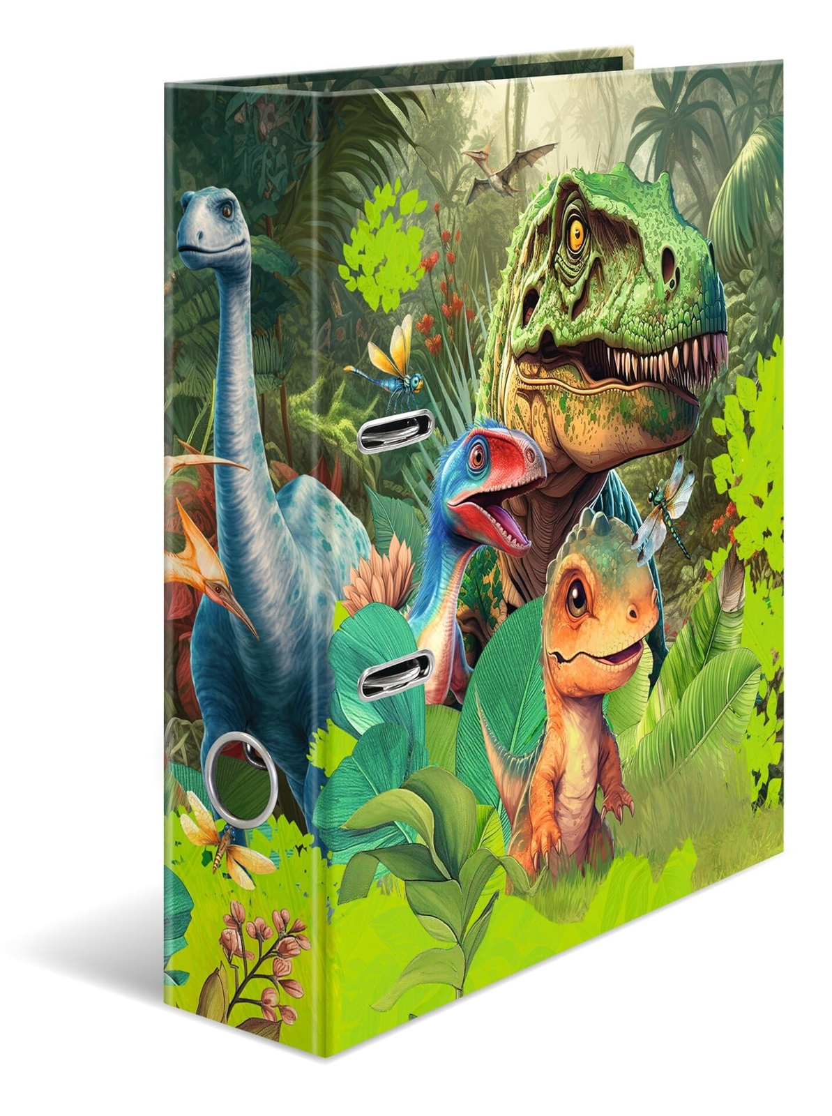 HERMA 20079 Folder A4 Dino World, 7 cm Wide, Cardboard Folder with Inner Print f