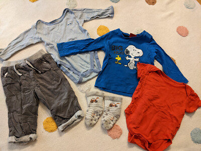 6 Set Body Jersey Shirt Hose Socken Babykleidung Gr 74 Peanuts