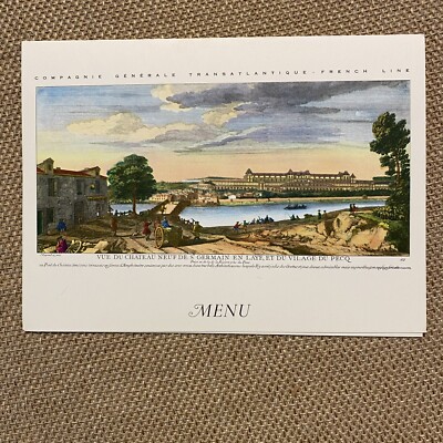 Vintage MENU French Cruise Line Paquebot DE GRASSE 1973 Chateau Neuf St Germain