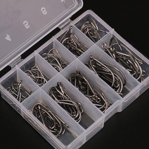 100pcs/set mixed size #3~12 high carbon steel carp hole fishing hooks pack N_ Q6 - Photo 5/11