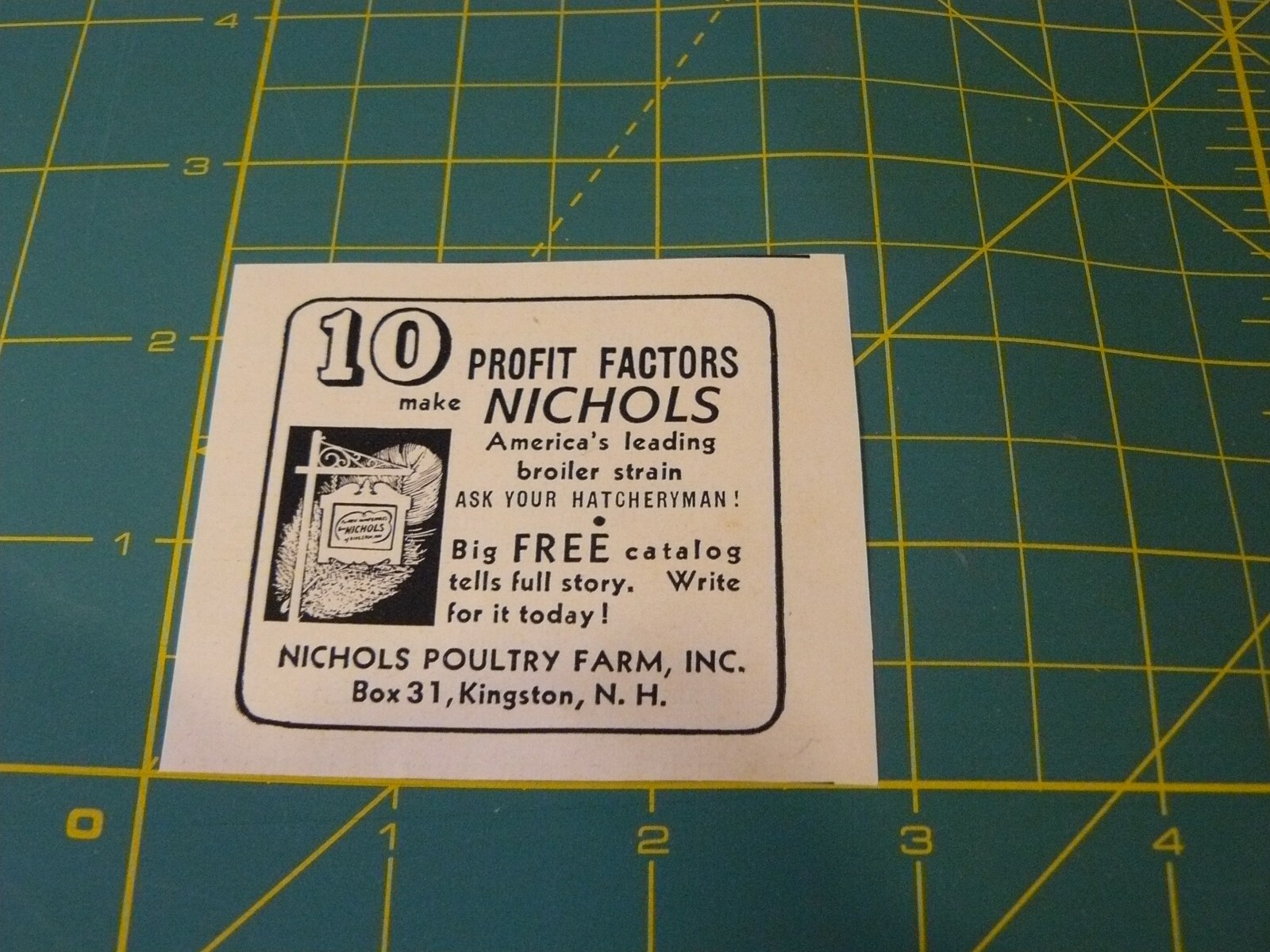 The FARM QUARTERLY AD SPRING 1951 Three (3)NICHOLS POULTRY FARM