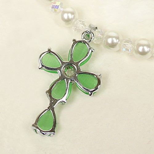 Collar Regalo Cuentas de Perlas con Estrás Cruz Bautismo Bautizo Comunión - Imagen 15 de 22