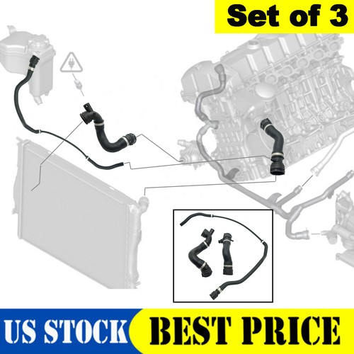 For BMW 325i 328i 330i Lower Upper Radiator Coolant Hose + Vent Line