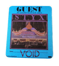 Styx Paradise Theater Tour 1981 Backstage Pass OTTO - Blue