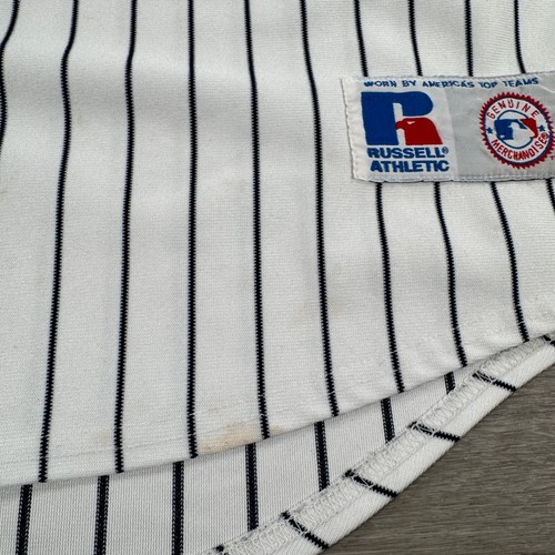 VTG Russell New York Yankees Jersey 2XL XXL White Blue Baseball 90s - 第 9/9 張圖片