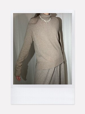 30% Kaschmir 70% Wolle camel-beige hochgeschlossener Pullover mit Glitzerfaden