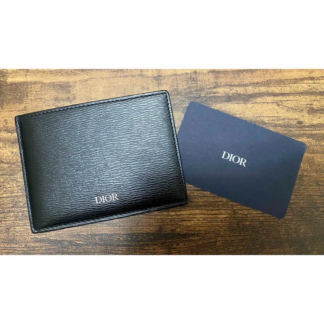 Christian Dior Porte Carte Portefeuille Compact Sac à Main Logo Cuir Noir Auth