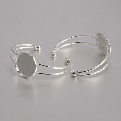 2PCS Brass Bezel Tray Blank Cuff Bangles Bracelet Fit 25mm Round Cabochon - Picture 12 of 12