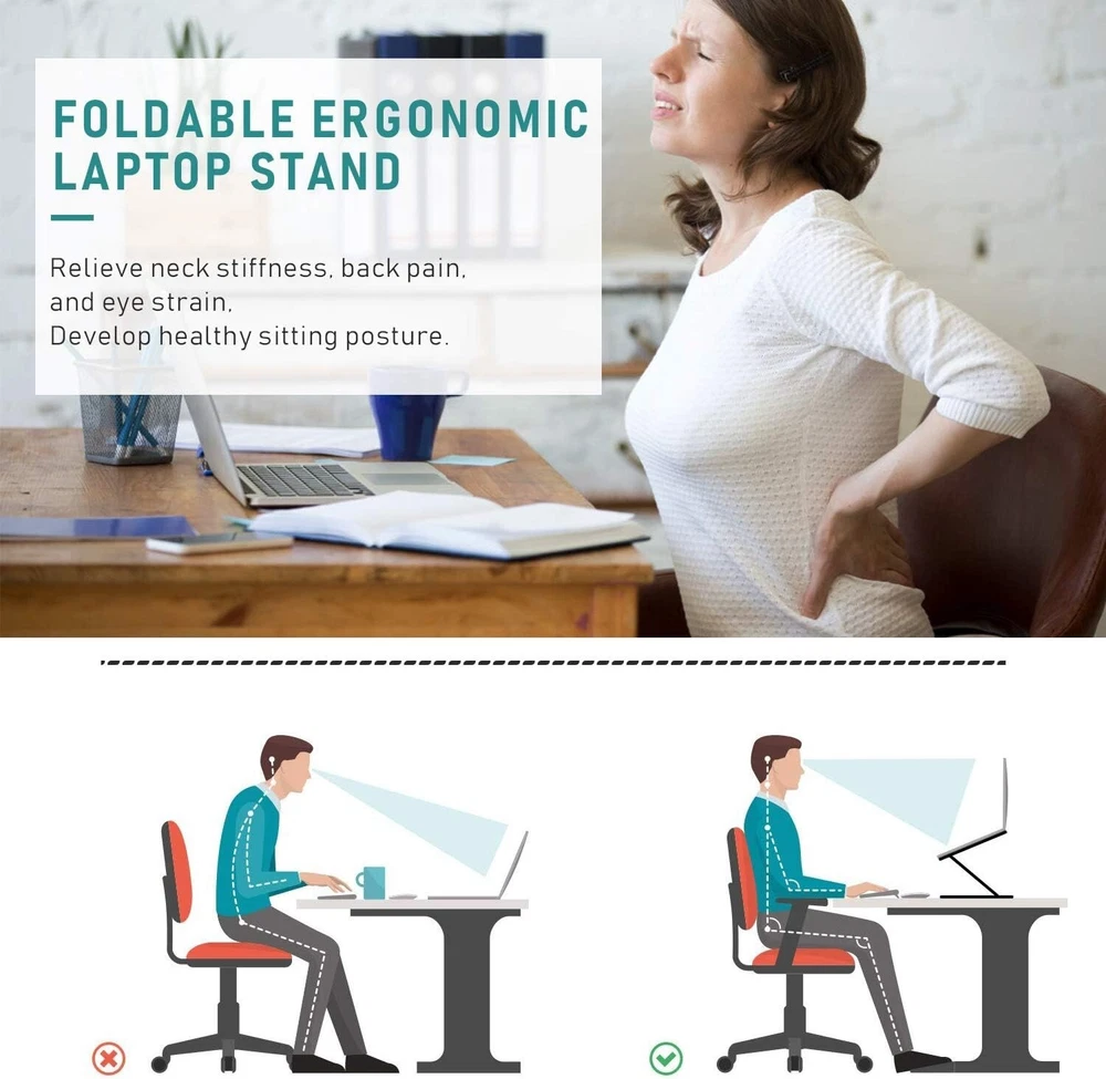 Ergonomic 9-Level Adjustable Foldable Laptop Stand Desk Riser