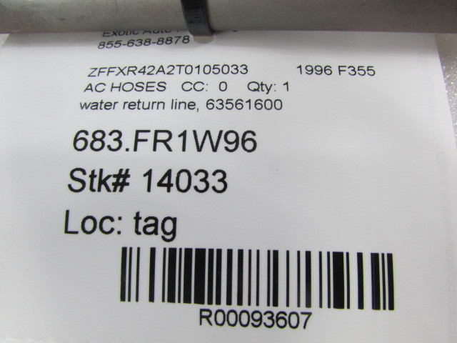 Ferrari 355, Water Return Line, Used, P/N 63561600