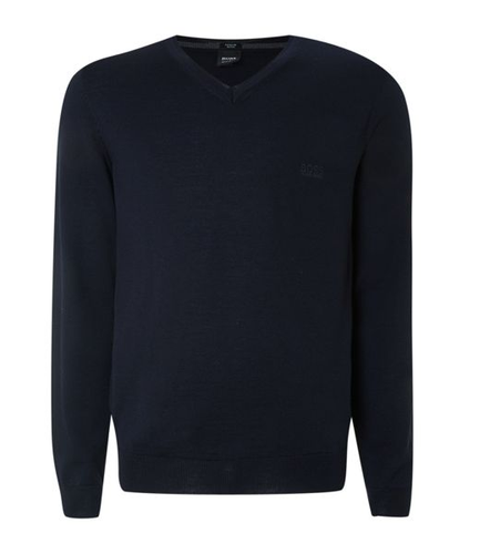 Hugo Boss V Neck Merino Knitted Navy 