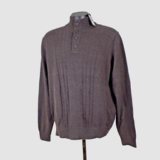 NEW ARROW Men's Sweater Size 2X XXL Heavy Knit Brown Mock Button Neck Cable NWT