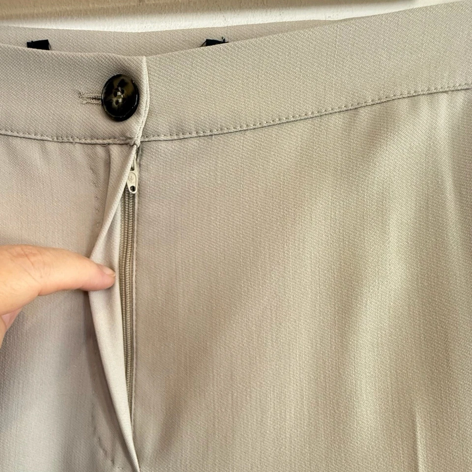 Pantalones ajustados de lana beige topo arena talla 21 (14 Aus) Marina Rinaldi diseñador Foto 4 de 4