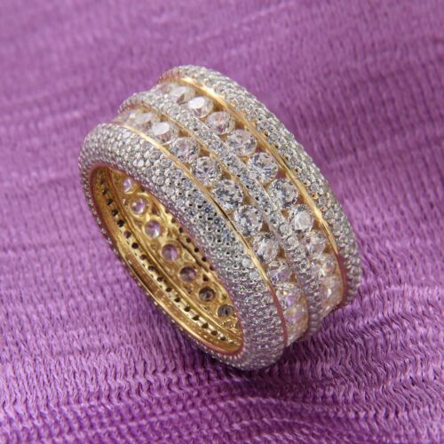 7Ct Round Full Iced Natural Moissanite Hip Hop Men's Ring 14K Yellow Gold Over