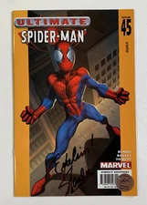 STAN LEE "Excelsior" signed comic cover ULTIMATE SPIDER-MAN #45, with COA