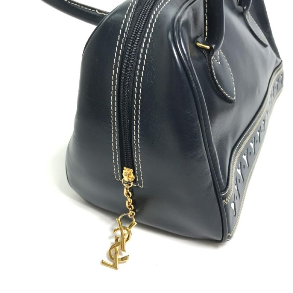 YVES SAINT LAURENT Borsa a mano motivo Y con tracolla bianco blu navy