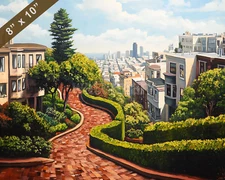 Lombard Street in San Francisco oil painting 8x10 Print