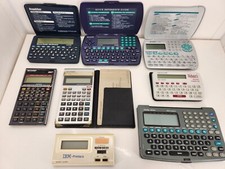 Lot Of 8 Vintage Calculators Oganizers Dictonary Alarm Clock Need Batteries