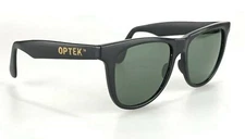 OPTEK Sunglasses Vintage Square Shades Black Green Lenses