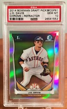2014 1st Bowman Chrome Draft J.D. Davis Pre Rookie RC Refractor PSA 10 - POP 5