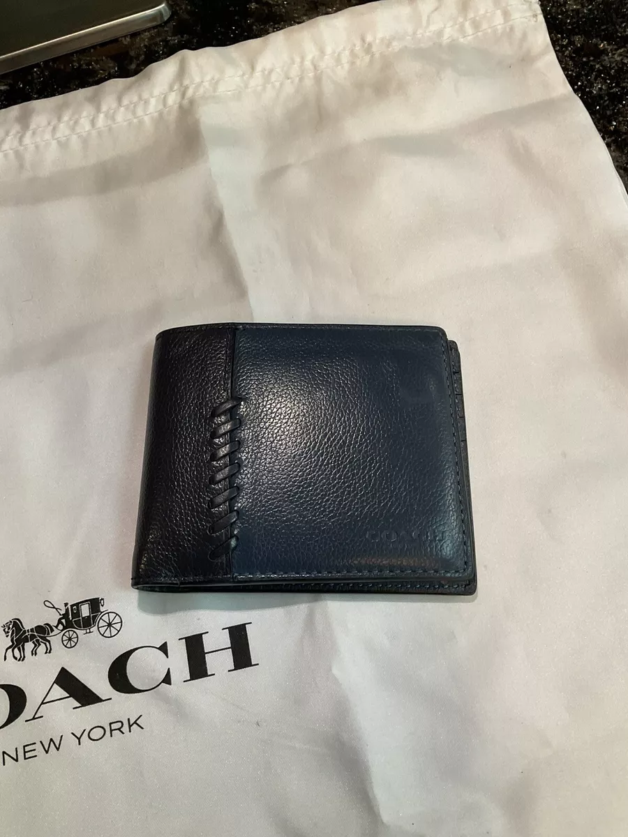 Coach Rip And Repair Buffalo Bifold Wallet Blue Black