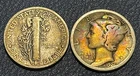 1926-P and D Silver Mercury Dimes, Lot of 2, Rainbow & Colorful Toning