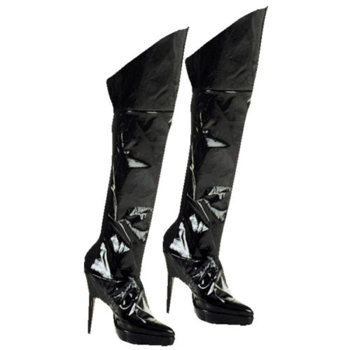 Botas lacado brujas botas gamas negras sexy vampiro cubierta de zapatos - Imagen 1 de 2