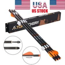6 Pack .006 20" Pure Carbon Crossbow Bolts Arrows 385 Grain with Half Moon Nocks