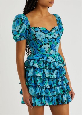 rotate floral cocktail dress Rotate By Birger Christensen Floral Mesh Bell Sleeve Mini Dress In Warm Taupe - 44% Off