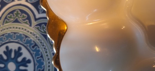 Anchor Hocking Vintage Milk Glass Deviled Egg Plate Serving Dish, White & Gold - Picture 8 of 11