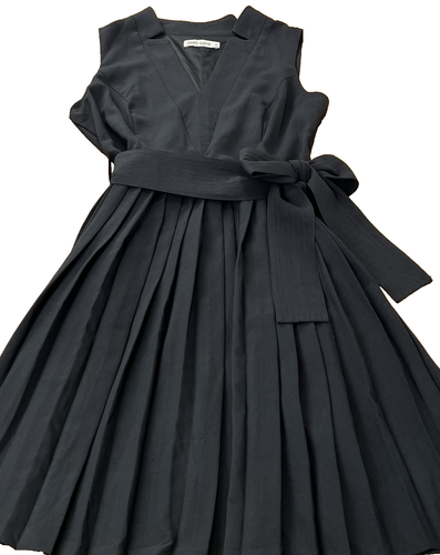 GRACE KARIN Dress Women's Medium Black Swing Pleated V-Neck Sleeveless Classy - Picture 2 of 24