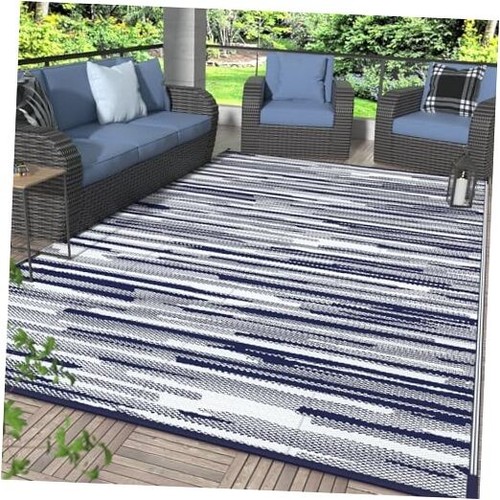 GENIMO Waterproof 5’x8’ Outdoor Rug, Reversible Lightweight Plastic Straw Mat,