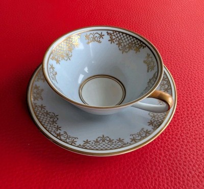 1949 Weimar Sammeltasse Mokka Mocca Gold Blau Petra Espresso Tasse Gedeck Alte 