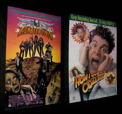 Orig CHOPPER CHICKS IN ZOMBIETOWN & HOW I GOT INTO COLLEGE Video Store Posters