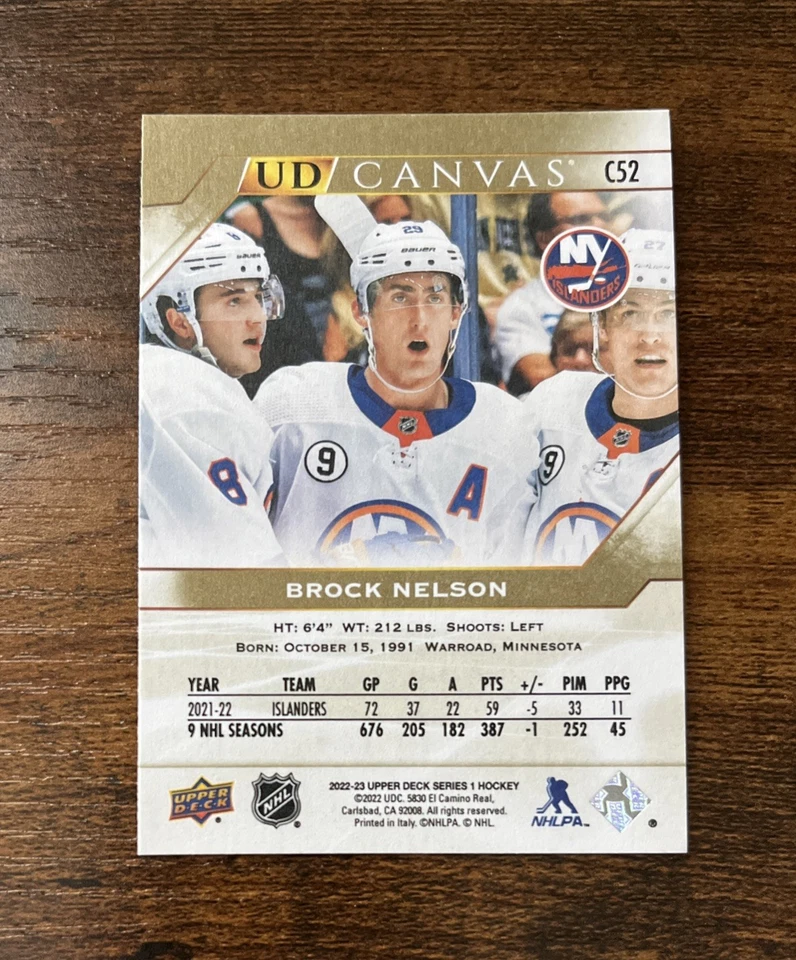 2022-23 Upper Deck Series 1 UD Canvas Brock Nelson #C52 Islanders Avalanche - Image 2 of 2