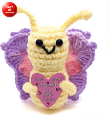 Mini Positive Crochet Butterfly Gift, Handmade Emotional Inspirational Animals D