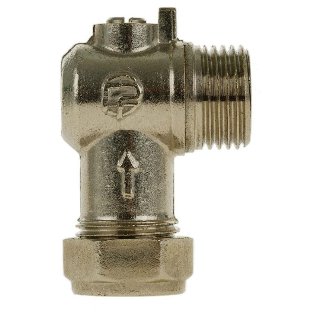 15mm x 3/8"" Isolation Valve Flat-Faced Angled Compression x Male BSP