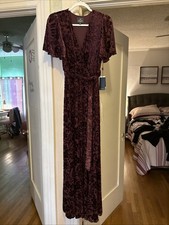 New Adrianna Papel Maxi Dress- Burgundy Velvet - Size S