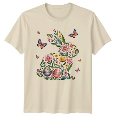 Aquarell Blumen Osterhase Hase T-Shirt Frühling Botanik Ostern Urlaub