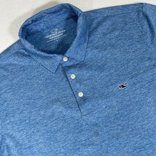 Vineyard Vines Mens Large Blue Performance Short Sleeve Stretch Polo Shirt