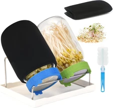 Sprouting Kit, 2 Sprouting Jar Kits, Wide Mouth Quart Mason Jars with Stainless 