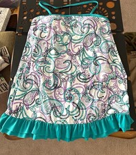 Catalina Paisley Swimdress One Piece 2XL Plus Teal Built-In Bra Lined Ruffle