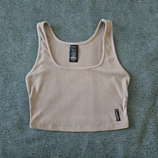 Comfrt Rib Contour Crop Tank Top Size M Minimalist Neutral