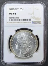 1878 8TF Morgan Silver Dollar NGC MS-63 Eight Tail Feathers (Early Type)