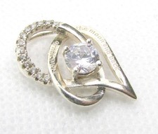 925 Sterling Silver I Love You To The Moon And Back CZ Pendant 23x15mm 3g